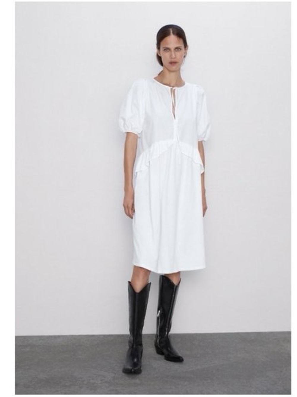 Zara white short-sleeve white dress new nwt